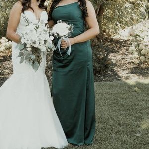 Azazie Eren Stretch Satin Dress in Pine